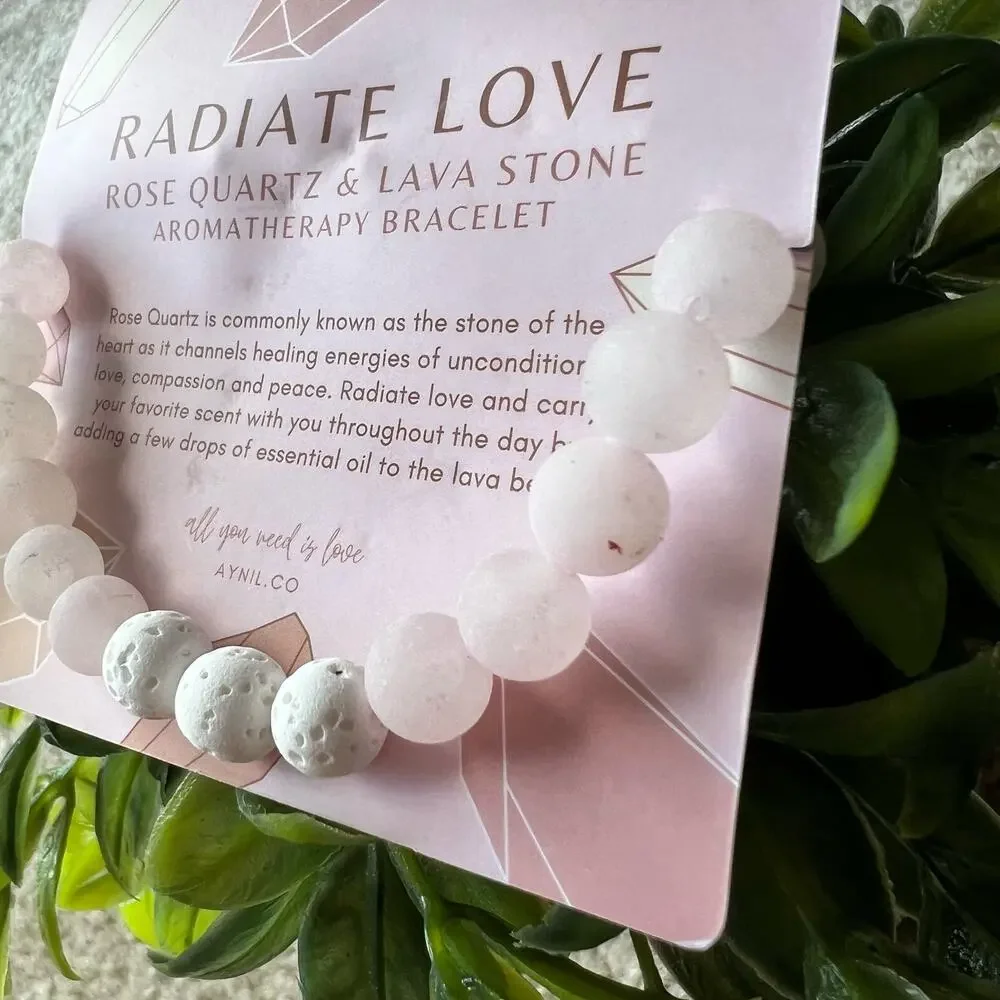 NEW AYNIL Radiate Love Rose Quartz Stone Aromatherapy Diffuser Bracelet